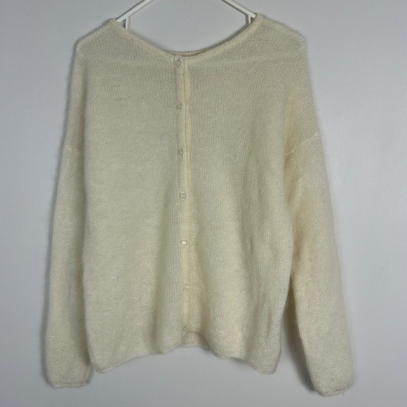Sezane Gaspard Kid Mohair Alpaca Reversible Knit Sweater Ecru Cream Size Large - Picture 16 of 16